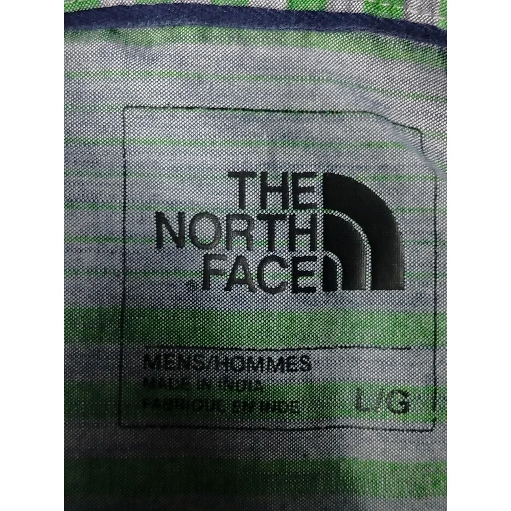 The North Face‎ Shirt Mens Large Green Stripe Short Sleeve Button Up Gorpcore